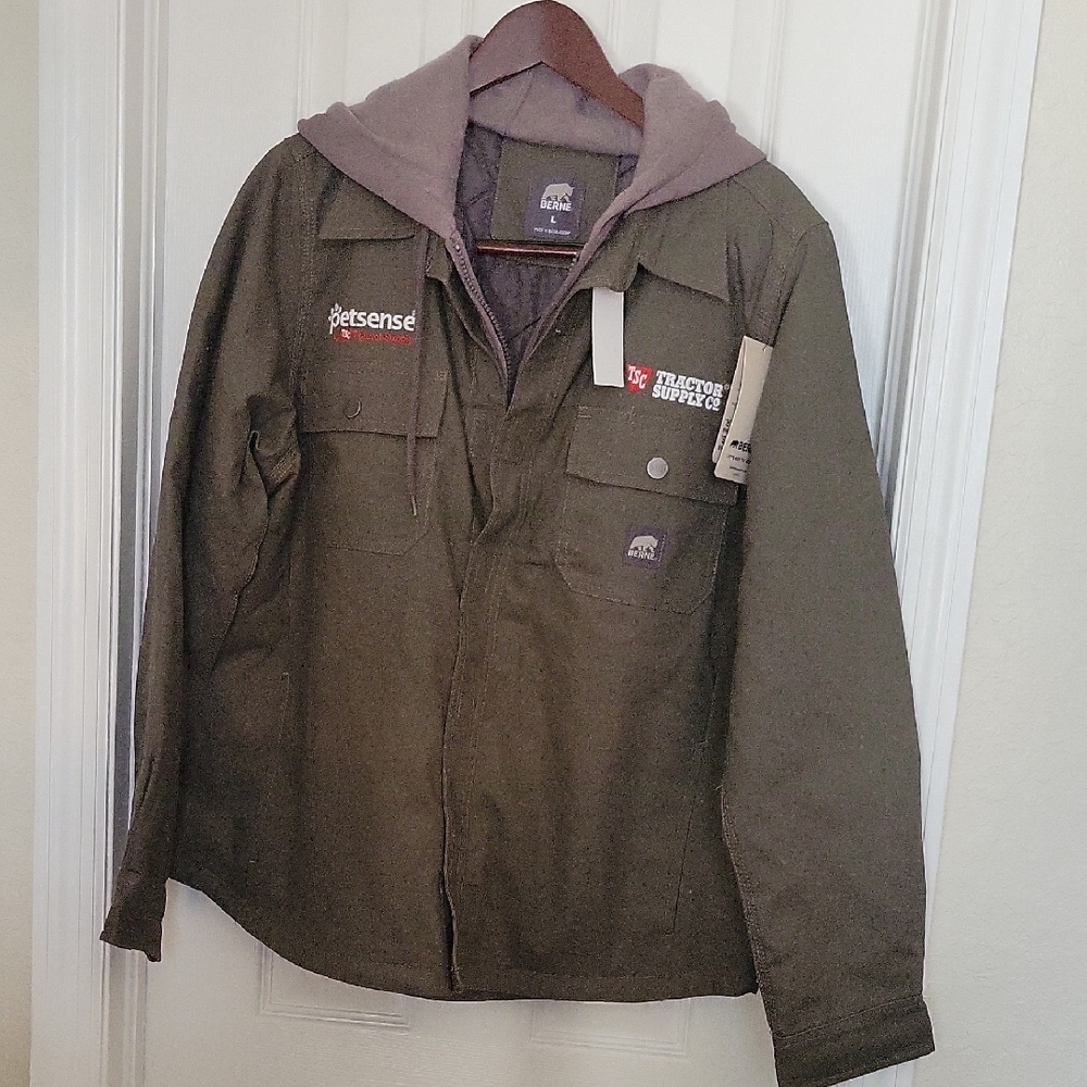 Men's Olive Green Berne Jacket with Hood